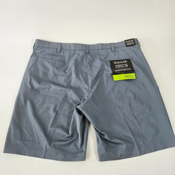 Haggar Premium Cool 18 Men's Shorts Sz 42 Blue Straight Fit Superflex Waistband - Picture 6 of 10